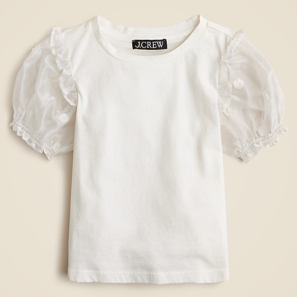 J crew Girls' organza puff-sleeve T-shirt